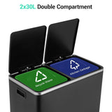 Recycling Rubbish Bin,Stainless Steel Kitchen Bin,Trash Garbage Can