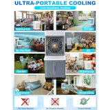 Portable Evaporative Cooler with 10GAL Detachable Tank, White, Ultra Quiet