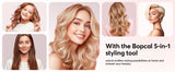 Bopcal 5 In 1 Hair Dryer Hot Air Comb Electric Hair Curling Iron 1200W High Speed Blower Multifunctional