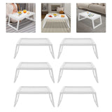 6-Pack Foldable Lap Desks with Device Slots, White PP Tray Table with Charging Port