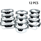 12pcs Glass Lunch Box Food Storage Containers Meal Prep Airtight Bento Boxes