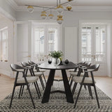 6-8 Person Oval Conference Table, Rustic Black 70.86"W Modern Boardroom Desk Office Meeting Room
