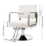360° Rotatable Barber Chair Adjustable Hair Salon Chair White Stylist Chair for Hair Salon