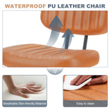 JHK Armless Office Desk Chair Back Lumbar Support Height Adjustable PU Leather Computer Chair