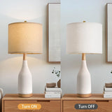 27" Ceramic Set of 2 Bedside Nightstand Lamp Large Farmhouse Rustic Boho