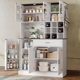 ANCTOR Kitchen Hutch Cabinet with Storage Tall Pantry Storage Cabinet with Glass Doors