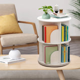 Rotating Bookshelf 2 Tier 360° Display Floor Standing Bookcase Stackable Shelves Bookshelf Organizer for Home Office
