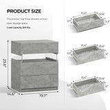 Grey LED Nightstand Set of 2,with 3 Drawers for Bedroom, Bedside Table