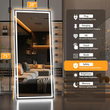 1pc-Modern 75" x 28" LED Mirror with Adjustable Brightness For  Living Room