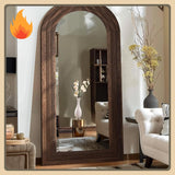 [Hot Sale!]Arched Full Length Mirror with Solid Wood Frame, 71x32