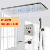 Nickel/Chrome/Black LED 40cm/80cm rectangular brass shower nozzle faucet bathroom accessories