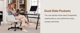 TCGBKAF White Criss Cross Chair with Adjustable Arms Chenille Swivel Vanity Chair with Side Pockets Ergonomic Cross Legged Office Chair with Wheels Adjustable Height Computer Desk Chair