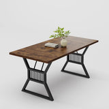 70.8 Inch Large Dining Table for 6-8, Industrial Wooden Kitchen Table with Sturdy Metal