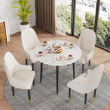 32" Sintered Stone Dining Table Round Reception Coffee Table for 2-4 Person