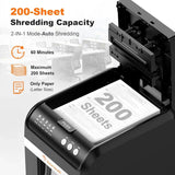 200-Sheet Auto Feed Paper Shredder, 60 Minutes Nonstop Heavy Duty Shredders