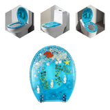 Resin Toilet Seat Load Capacity 100kg/220lbs, 36*45cm Blue Toilet Seat w/ Cover