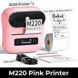 Phomemo M220 Label Printer Portable Handheld Thermal Maker Bluetooth Barcode QR Code Sticker Paper Rolls