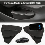 For Tesla Model Y Juniper 2025 2026 2PCS Front Door Trash Can Push-Open Lid Car Door Storage Box