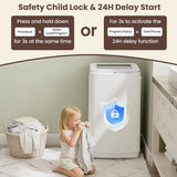 14 lbs Portable Washing Machine, Fully Automatic Compact Washer with 10 Cycles, Drain