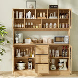 VOWNER Large Kitchen Hutch Cabinet, Kitchen Pantry Storage Cabinet with 6 Glass Doors