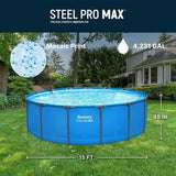15' x 48 Round Above Ground Swimming Pool, Outdoor Metal Frame, Blue