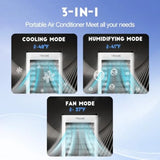 Portable evaporative air cooler for indoor use with 6 ice packs, remote, 12H