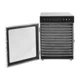Commercial 650W 12-Tray Food Dehydrator w/ Touchscreen & LED - Stainless Steel