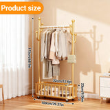 Clothes Rail Movable Clothes Hanging Coat Rack with Storage Basket
