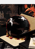 Round Shape Pillows Embroidery Cushion Crane Pattern Decorative Pillow Cover For Sofa Chair