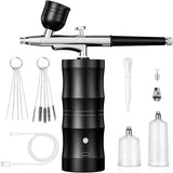 Portable Airbrush Kit with Cordless Rechargeable Compressor s HighPressure 48PSI NonClogging