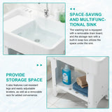 Freestanding Utility Sink W/ Washboard & Faucet Minimalist Dishwashing Sink Detachable