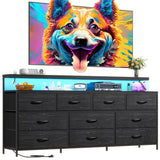 EnHomee 55" Wide Smart Dresser with LED Lights & Power Outlets