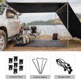 8x10ft RV Awning Shade with 90% Privacy Screen Free Kit, Black
