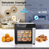 8-Tray Stainless Steel,600W with 4 Presets & Digital Timer for Jerky, Fruit, Herbs