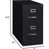 26.5 Deep Metal File Cabinet, Letter Size, Black for Home and Office