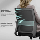 SUKIDA Mid-Back Upholstery Mesh Office Chair Black Height-Adjustable Armrests Executiv