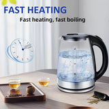2L Glass Electric Kettle, 1000W Fast Boil with Auto Shut-Off, Transparent White Pot for Tea/Coffee