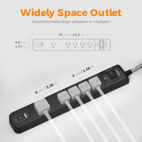2 Pack Power Strip Surge Protector 5 Outlets 3 USB Charging Ports 6Ft Cord