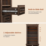 61" Tall Modern Nightstand with 3 Drawers,Built-in Charging Station,LED Light