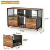 Tribesigns 2 Drawer Wood File Cabinets, Mobile Lateral Filing Cabinet for Letter A4 Size, Printer Stand with Shelves and Drawer
