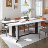 71In Large Rectangular White Dining Table for 4 5 6 8 10 People, Family Dinner Table