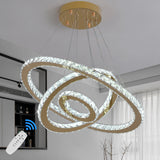 Crystal Ceiling Chandelier 3 Rings Hanging Chandelier In The Living Room