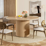LITTLE TREE 47" Round Dining Table for 4, Farmhouse Kitchen Table