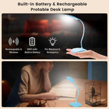Battery Powered Desk Lamp, Portable Lamps Rechargeable 3 Color Modes Touch Control Stepl Dimming,