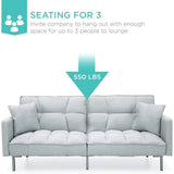 Linen Fabric Split-Back Plush Sofa for Living Room, Bonus Room, or Overnight Guests with 2 Pillows