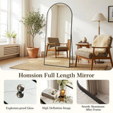 58 x18 Arched Full Length Mirror w/ Stand, Aluminum Alloy Frame for Bedroom