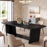 Dining Room Table: Rectangular Farmhouse Kitchen Table with Solid Pedestal