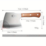 Heavy-Duty Pear Wood Handle Bone Axe-Cutter & Meat Cleaver