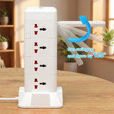 Flat Plug Surge Protector Tower Extension Cord w/ 12 AC Outlets 3 USB Ports