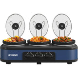Triple Slow Cooker with 3×1.5 QT Buffet Servers and Warmers Adjustable Temperature